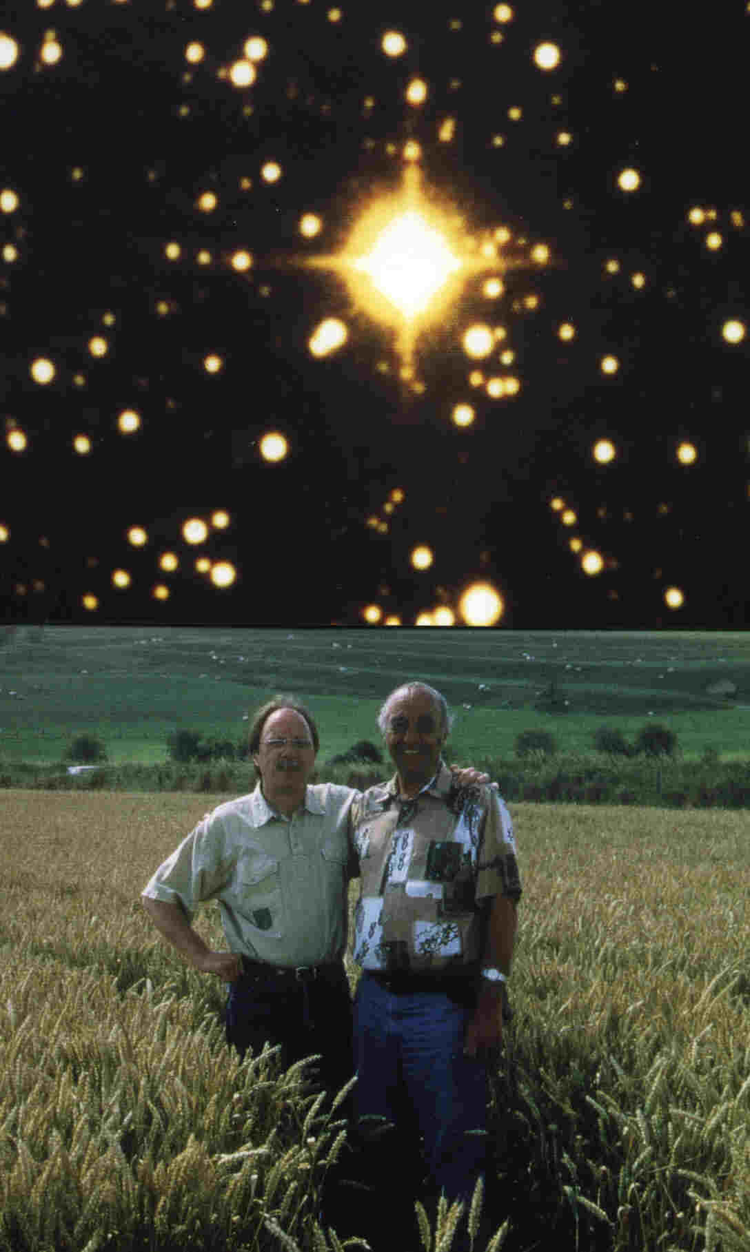 Koch/Kyborg in a remote field in Pewsey with HD42807 
      (Composition with a Hubble pic)